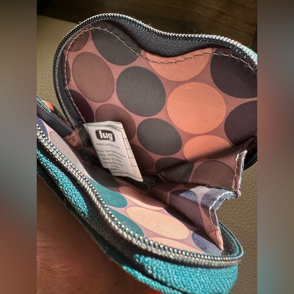 Lug Emerald Teal Quilted Heart Pouch Coin Purse - Picture 3 of 3